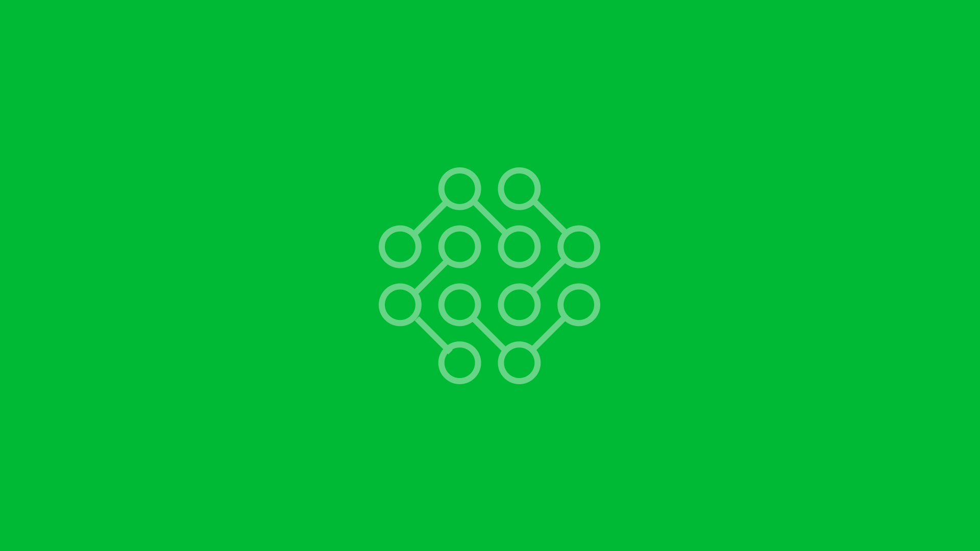 Molecule icon with a dark green geometric background