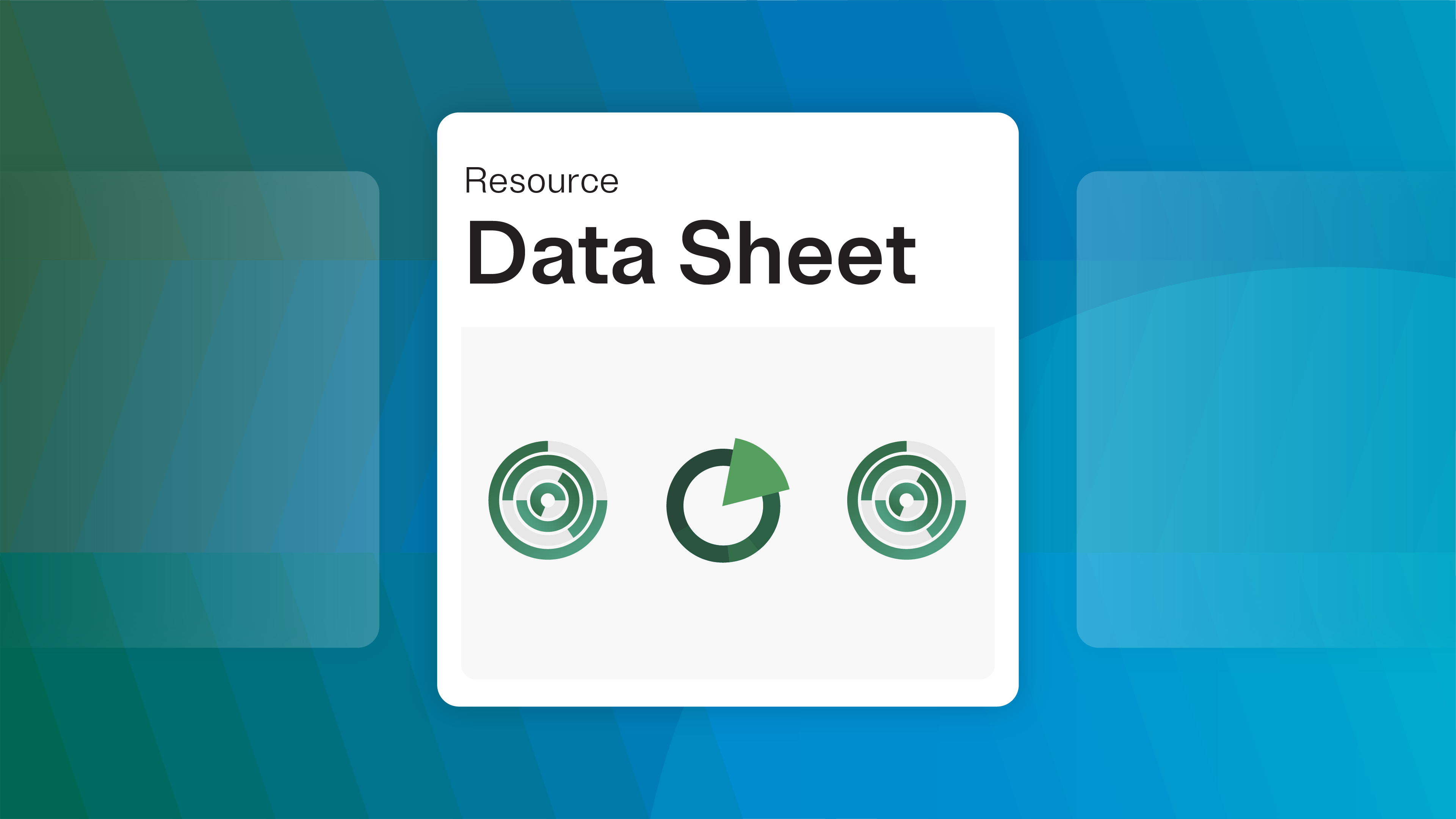 White document icon with "Resource Data Sheet" written on it and some generic pie graphs on a multi gradient blue background